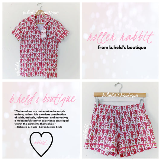 Roller Rabbit Monkey Polo Pajamas in Pink, Size XS
