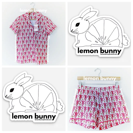 Roller Rabbit Monkey Polo Pajamas in Pink, Size XS