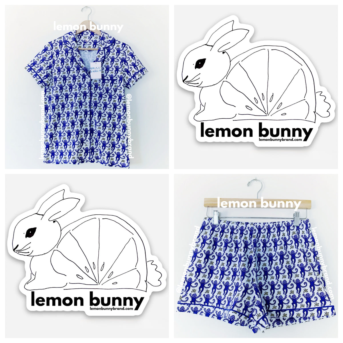 Roller Rabbit Monkey Polo Pajamas in Sapphire, Size S