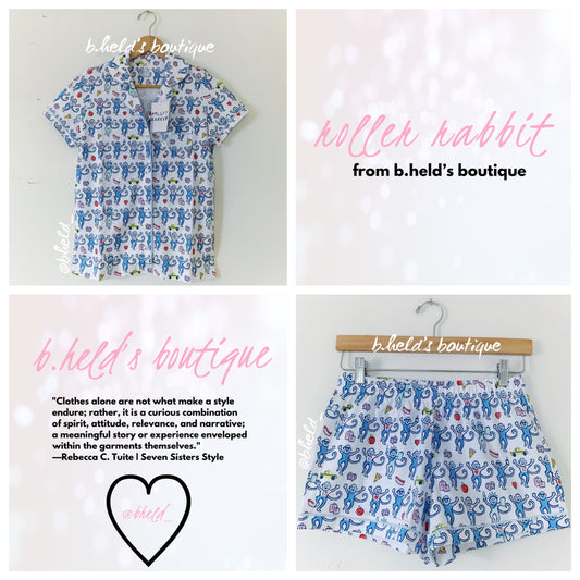 Roller Rabbit New York Monkey Polo Pajamas in Blue, Size XS