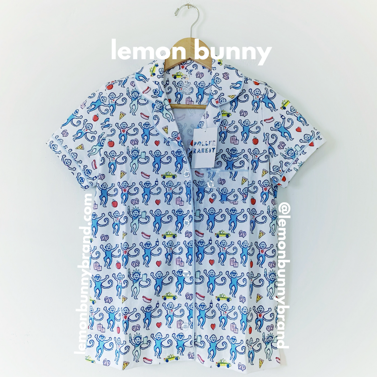 Roller Rabbit New York Monkey Polo Pajamas in Blue, Size XS