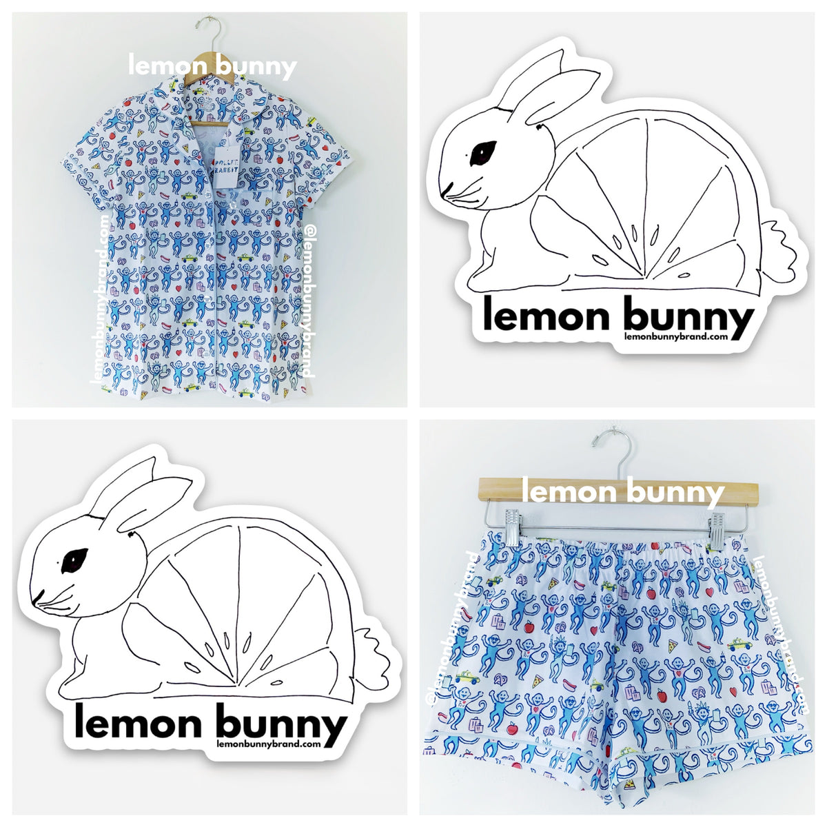 Roller Rabbit New York Monkey Polo Pajamas in Blue, Size XS
