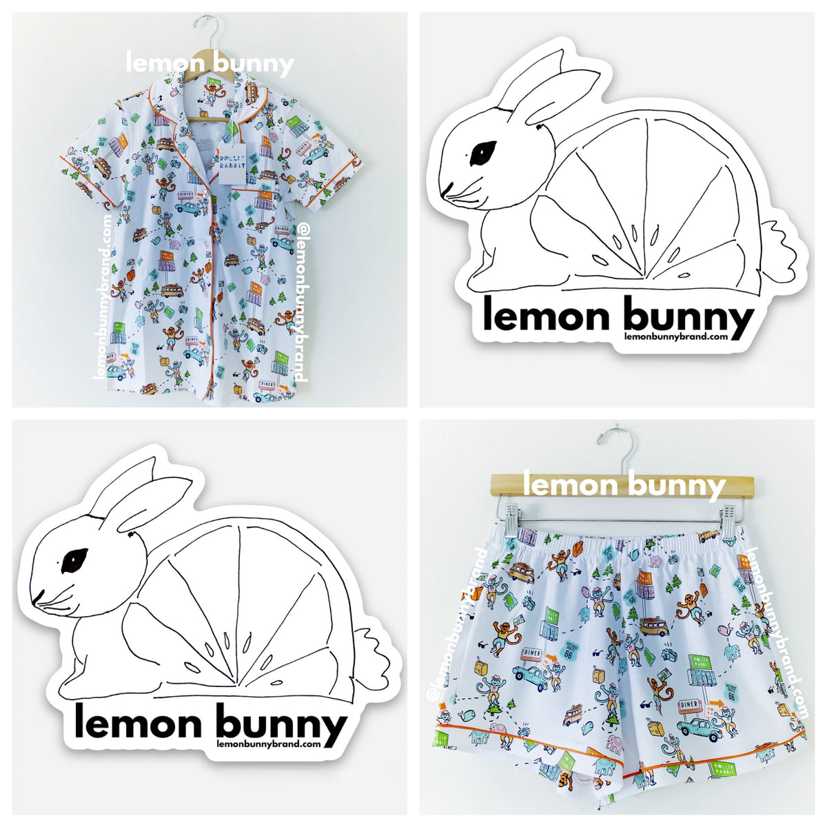 Roller Rabbit On The Road Polo Pajamas in White, Size S (Version 1)