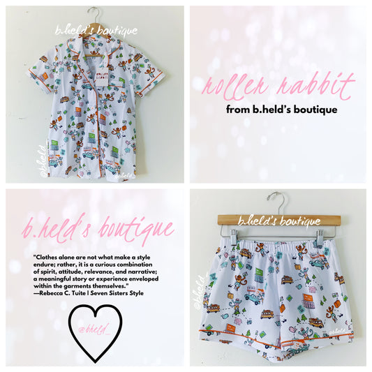 Roller Rabbit On The Road Polo Pajamas in White, Size XS