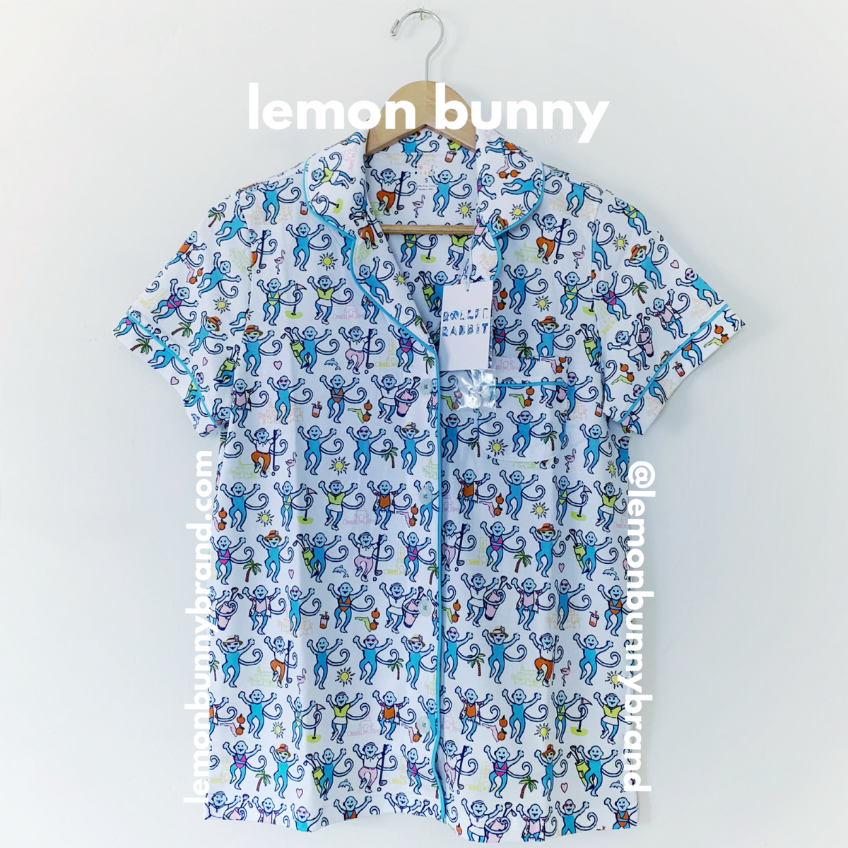Roller Rabbit Palm Beach Monkey Polo Pajamas in Multi, Size S