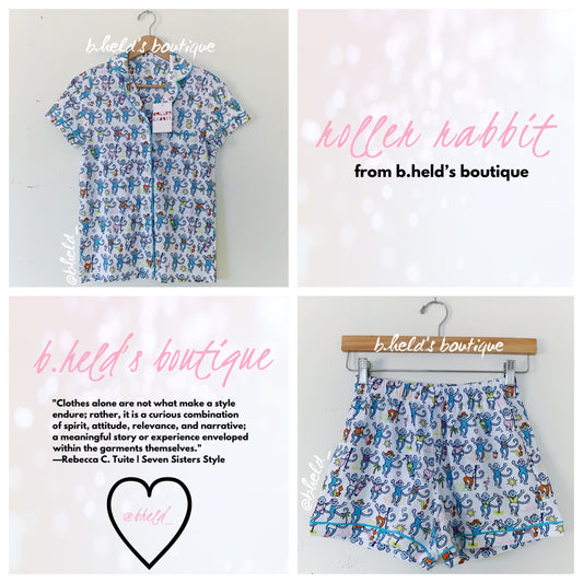 Roller Rabbit Palm Beach Monkey Polo Pajamas in Multi, Size XXS