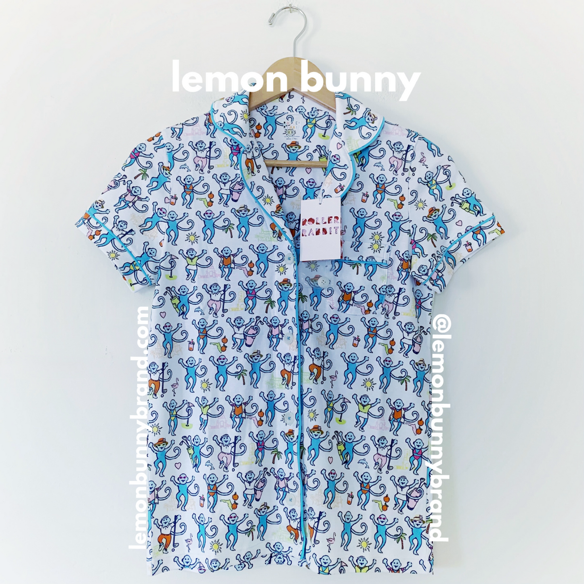 Roller Rabbit Palm Beach Monkey Polo Pajamas in Multi, Size XXS