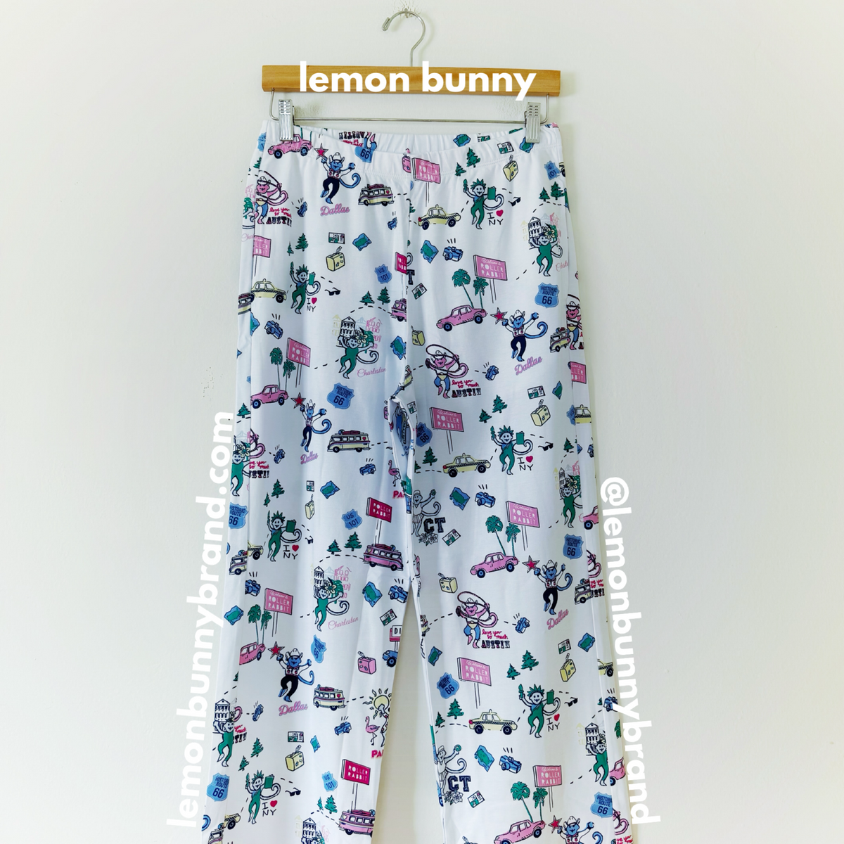 Roller Rabbit Party In The USA Long Sleeve Polo Pajamas in White, Size S (Version 2)
