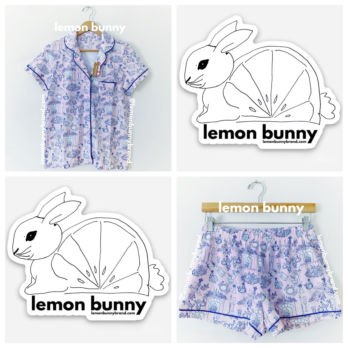 Roller Rabbit Party Toile Polo Pajamas in Pink, Size S
