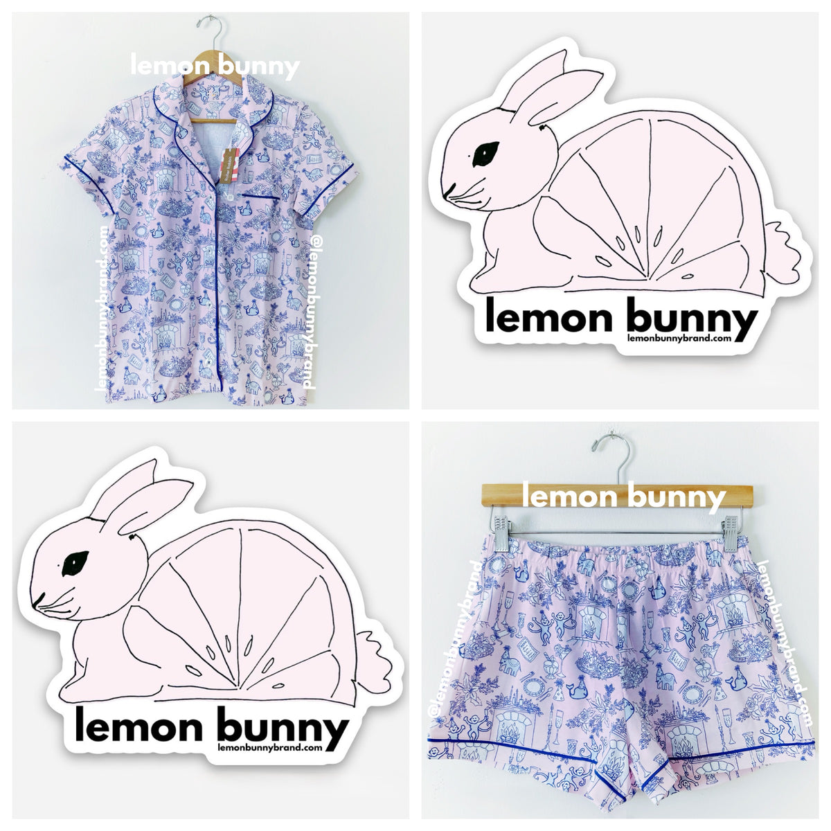 Roller Rabbit Party Toile Polo Pajamas in Pink, Size S