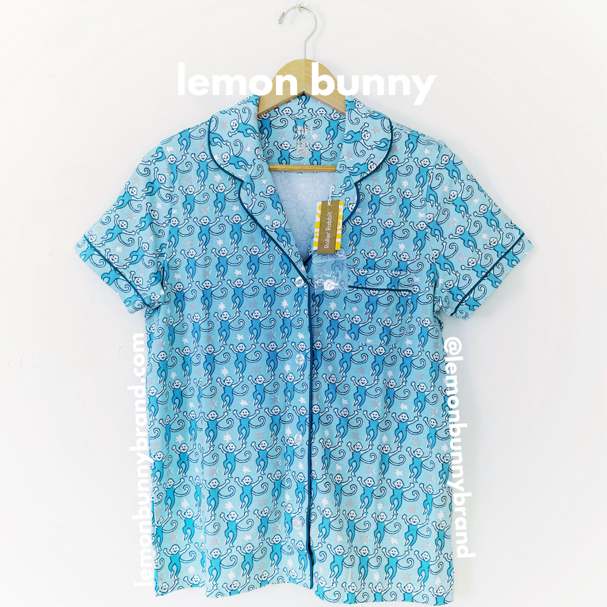 Roller Rabbit Star Monkey Polo Pajamas in Blue, Size M (Version 1)