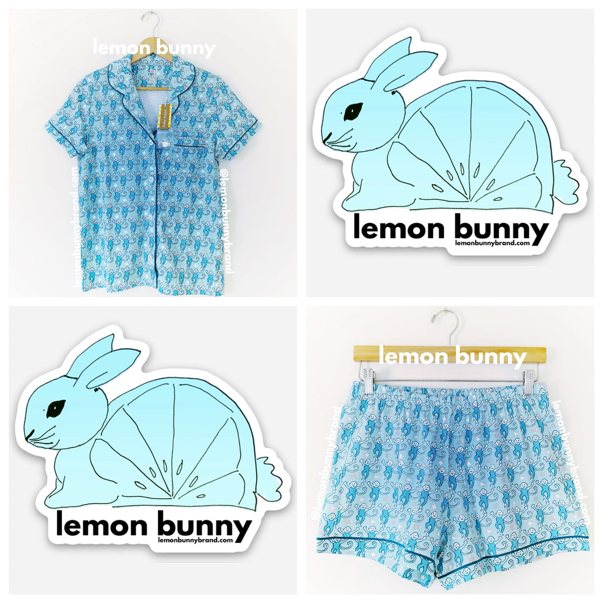 Roller Rabbit Star Monkey Polo Pajamas in Blue, Size M (Version 1)