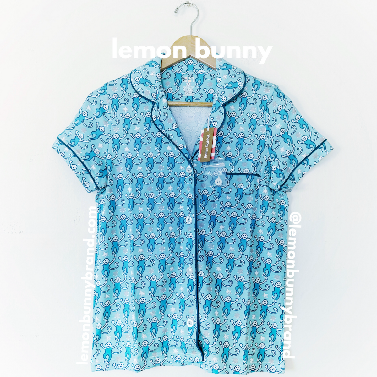 Roller Rabbit Star Monkey Polo Pajamas in Blue, Size S
