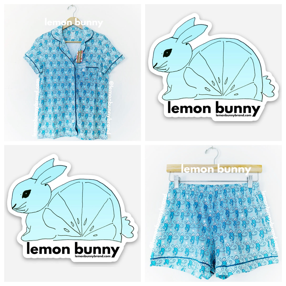 Roller Rabbit Star Monkey Polo Pajamas in Blue, Size S