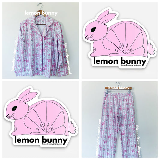 Roller Rabbit x LoveShackFancy Heirloom Monkey Long Sleeve Polo Pajamas in Pale Pink, Size M