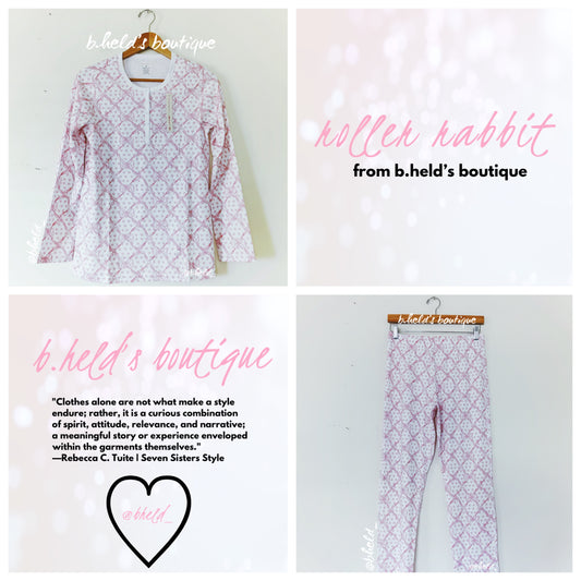 Roller Rabbit x LoveShackFancy Baby Bow Hearts Pajamas in Pink, Size S