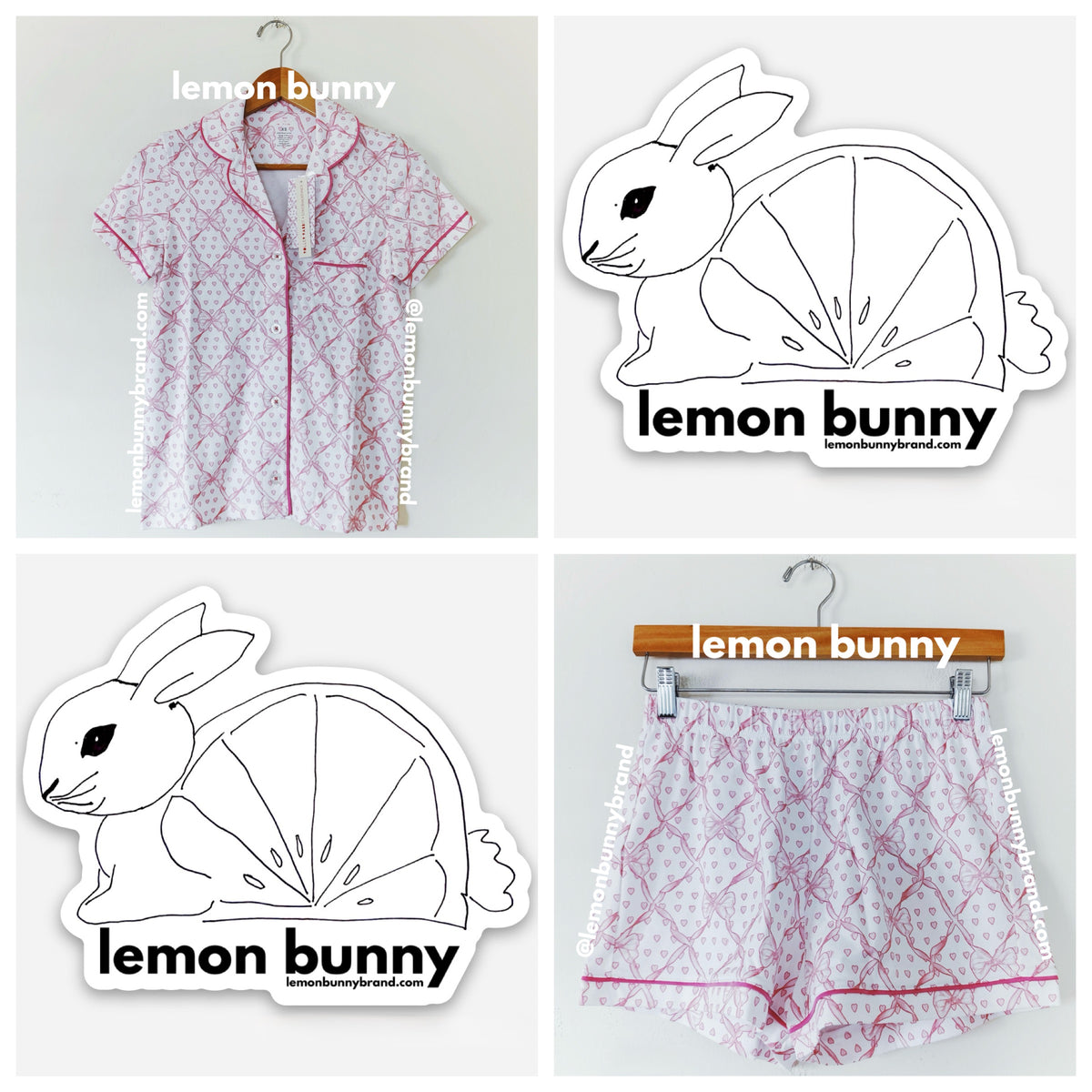 Roller Rabbit x LoveShackFancy Baby Bow Hearts Polo Pajamas in Pink, Size XS