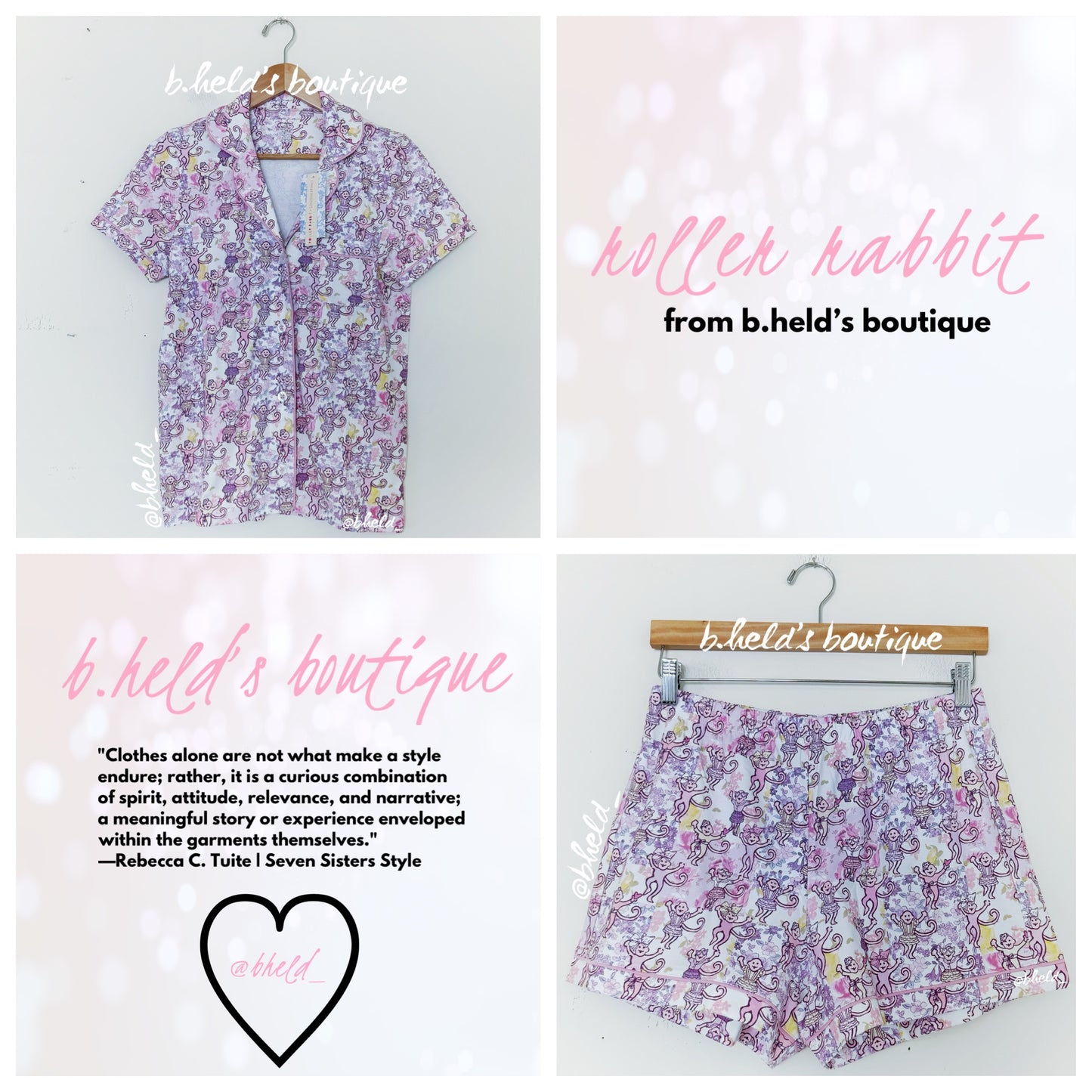 Roller Rabbit x LoveShackFancy Preppy Patchwork Polo Pajamas in Lilac Blush, Size S