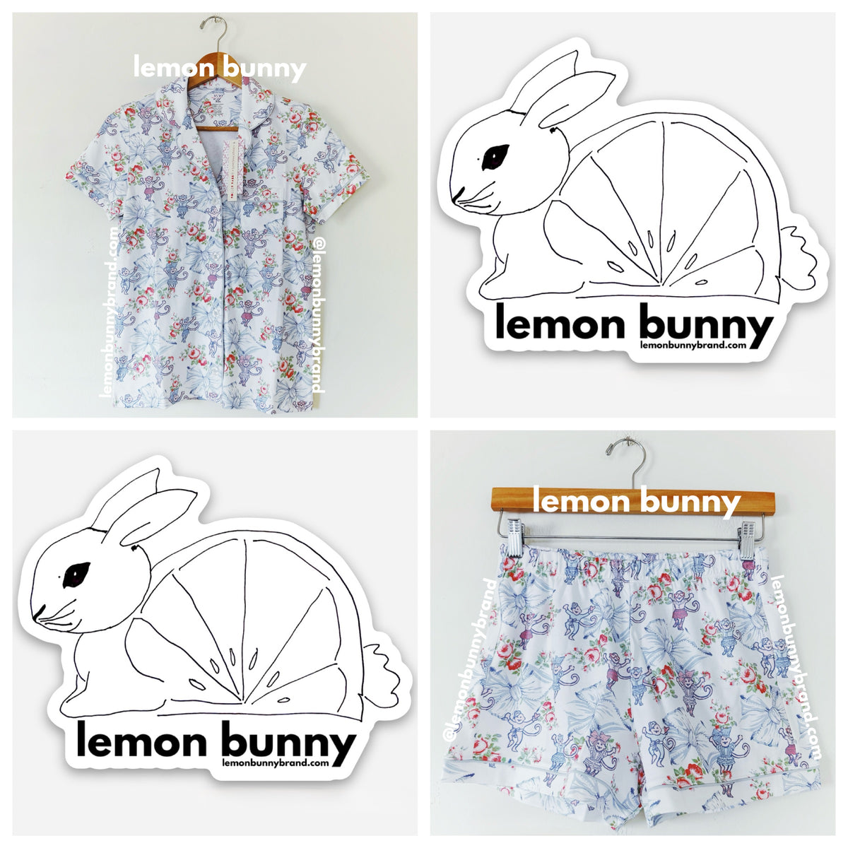 Roller Rabbit x LoveShackFancy Rosa Beaux Monkey Polo Pajamas in Pastel Blue, Size XS