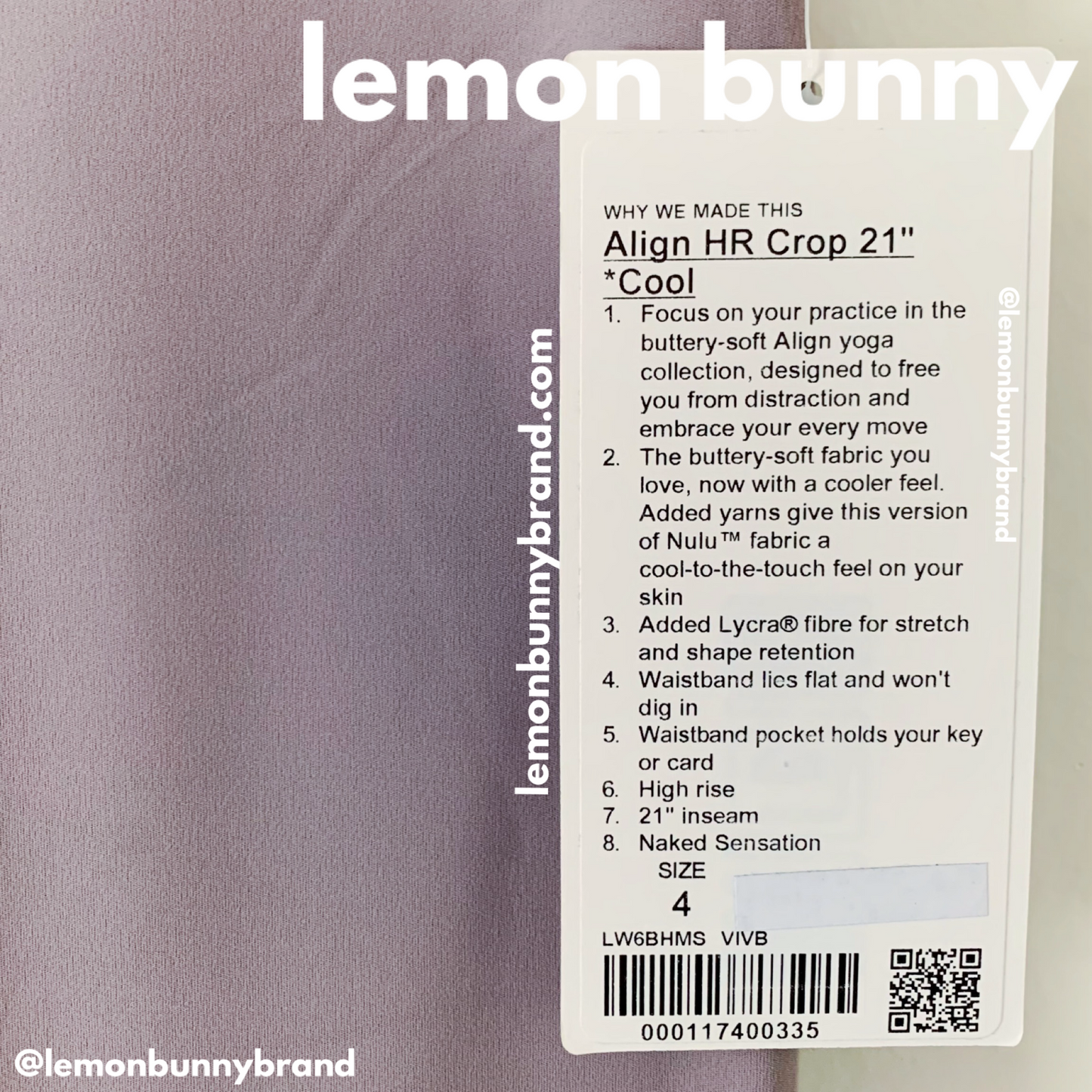 lululemon Align High-Rise Crop 21" *Cool in Violet Verbena, Size 4 (Single-Lined)