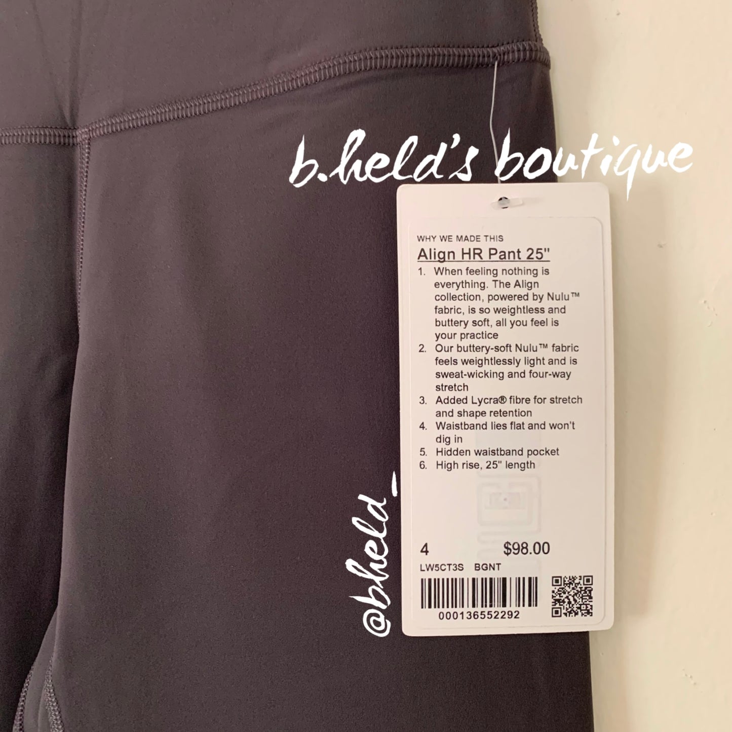 lululemon Align High-Rise Pant 25" in Black Granite, Size 4 (Single-Lined)