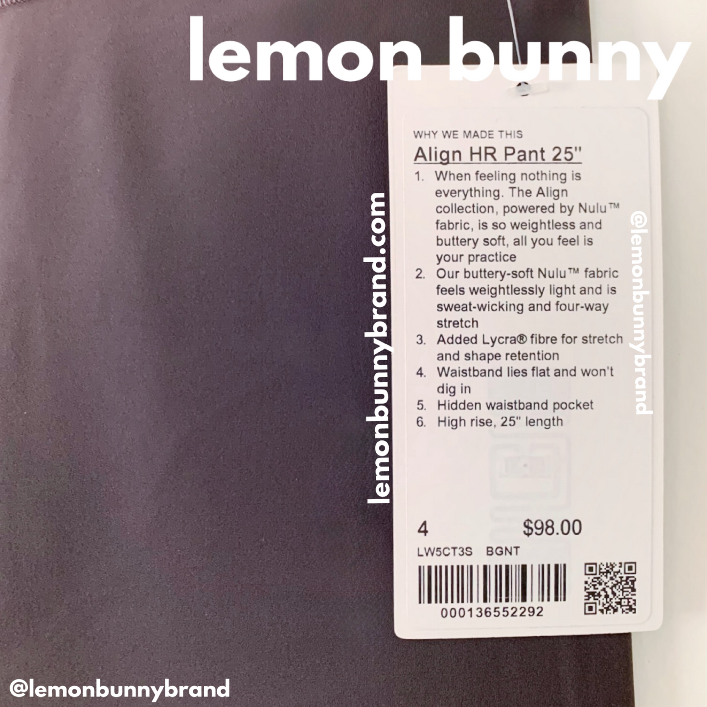 lululemon Align High-Rise Pant 25" in Black Granite, Size 4 (Single-Lined)