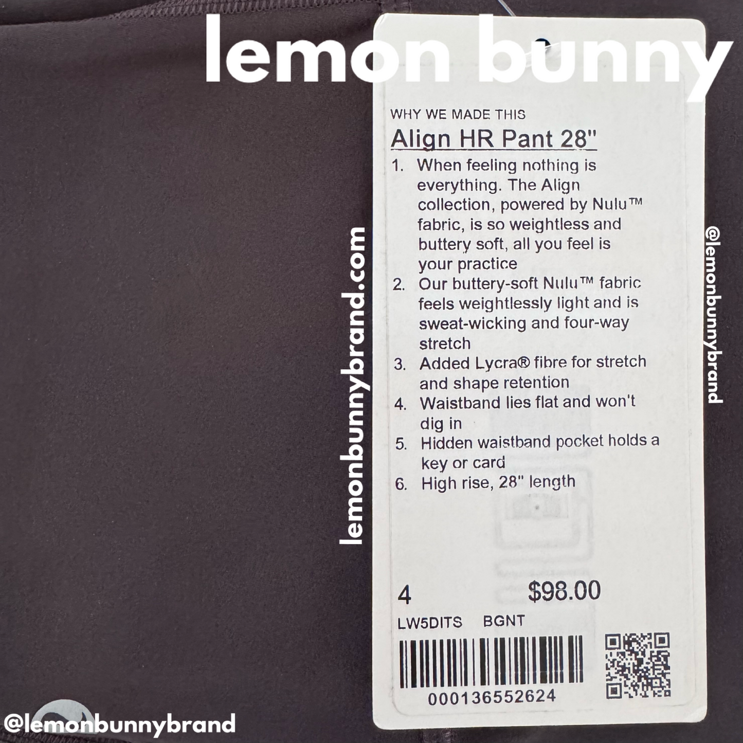 lululemon Align High-Rise Pant 28" in Black Granite, Size 4 (Single-Lined)