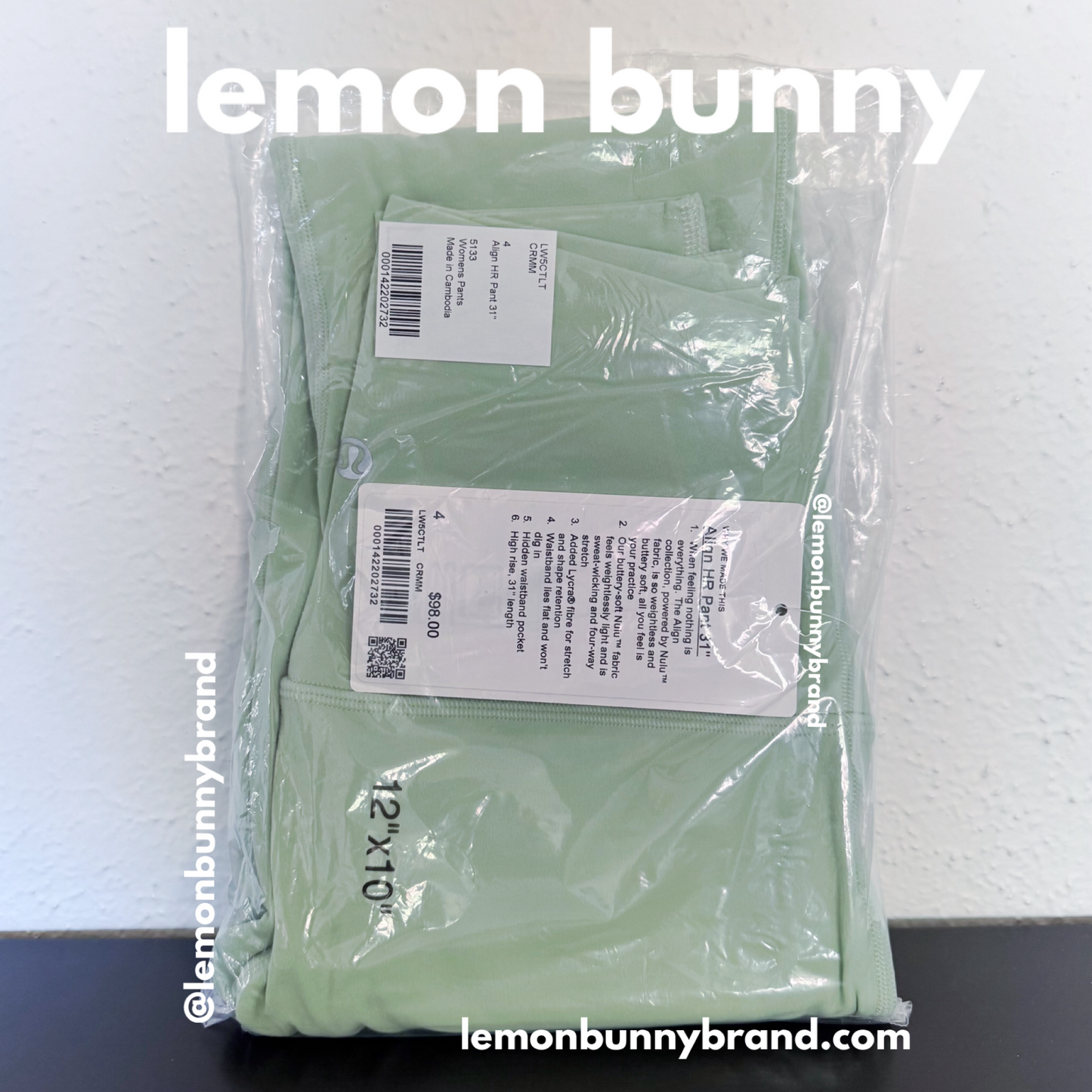 lululemon Align High-Rise Pant 31" in Creamy Mint, Size 4 (Double-Lined)