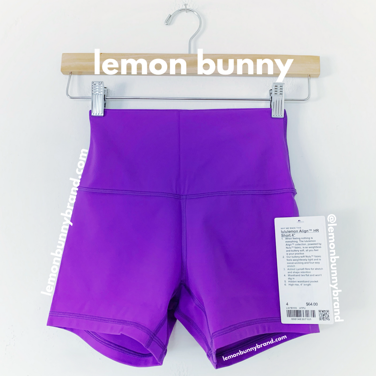 lululemon Align High-Rise Short 4" in Atomic Purple, Size 4 (Single-Lined)