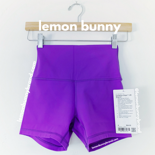 lululemon Align High-Rise Short 4" in Atomic Purple, Size 4 (Single-Lined)