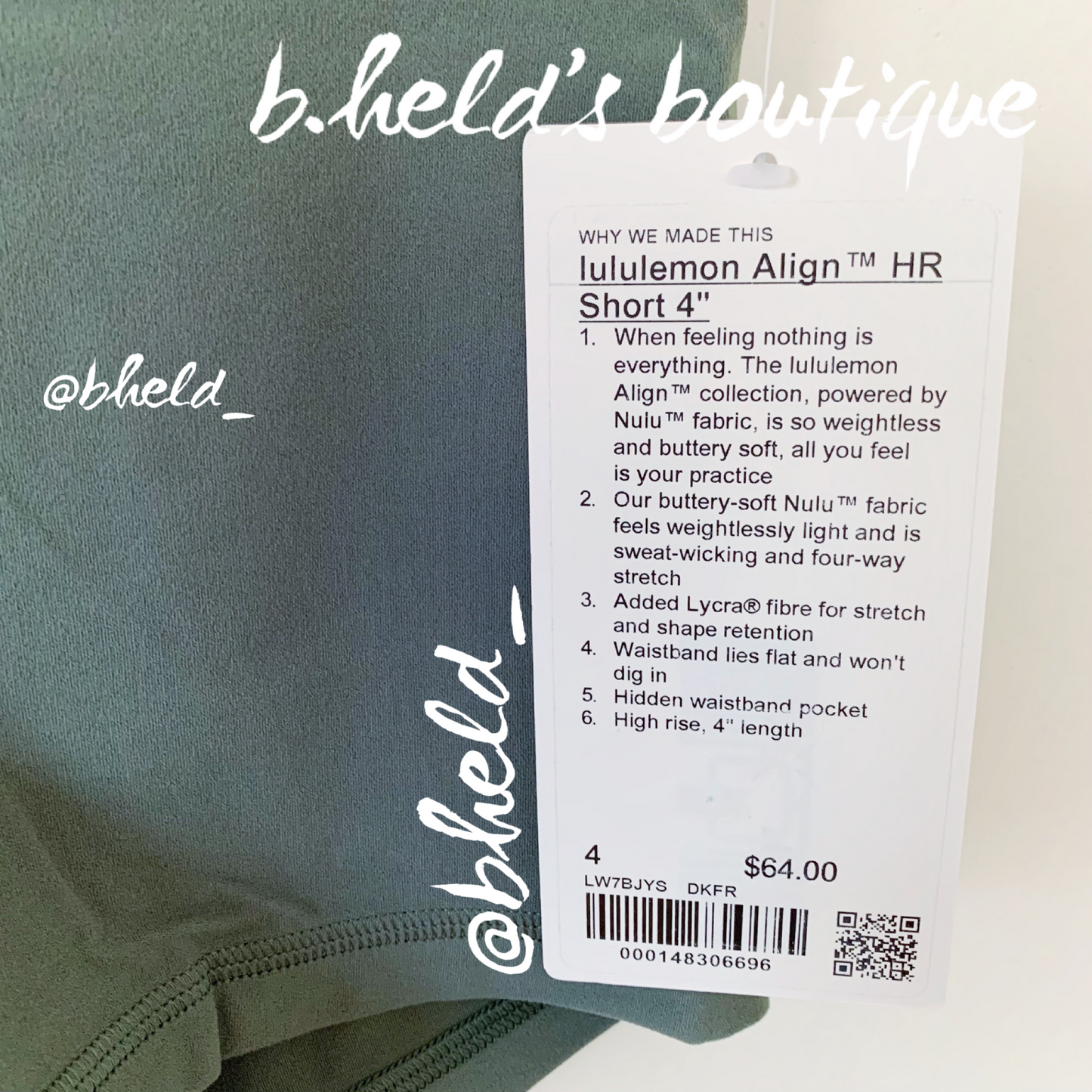 lululemon Align High-Rise Short 4" in Dark Forest, Size 4 (Single-Lined)