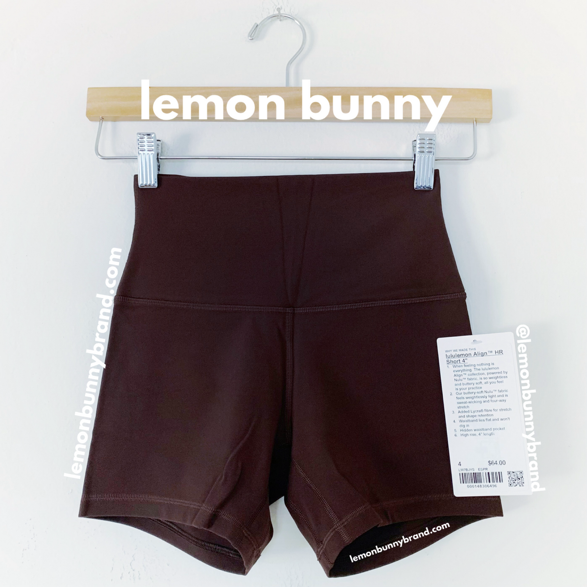 lululemon Align High-Rise Short 4" in Espresso, Size 4 (Single-Lined)