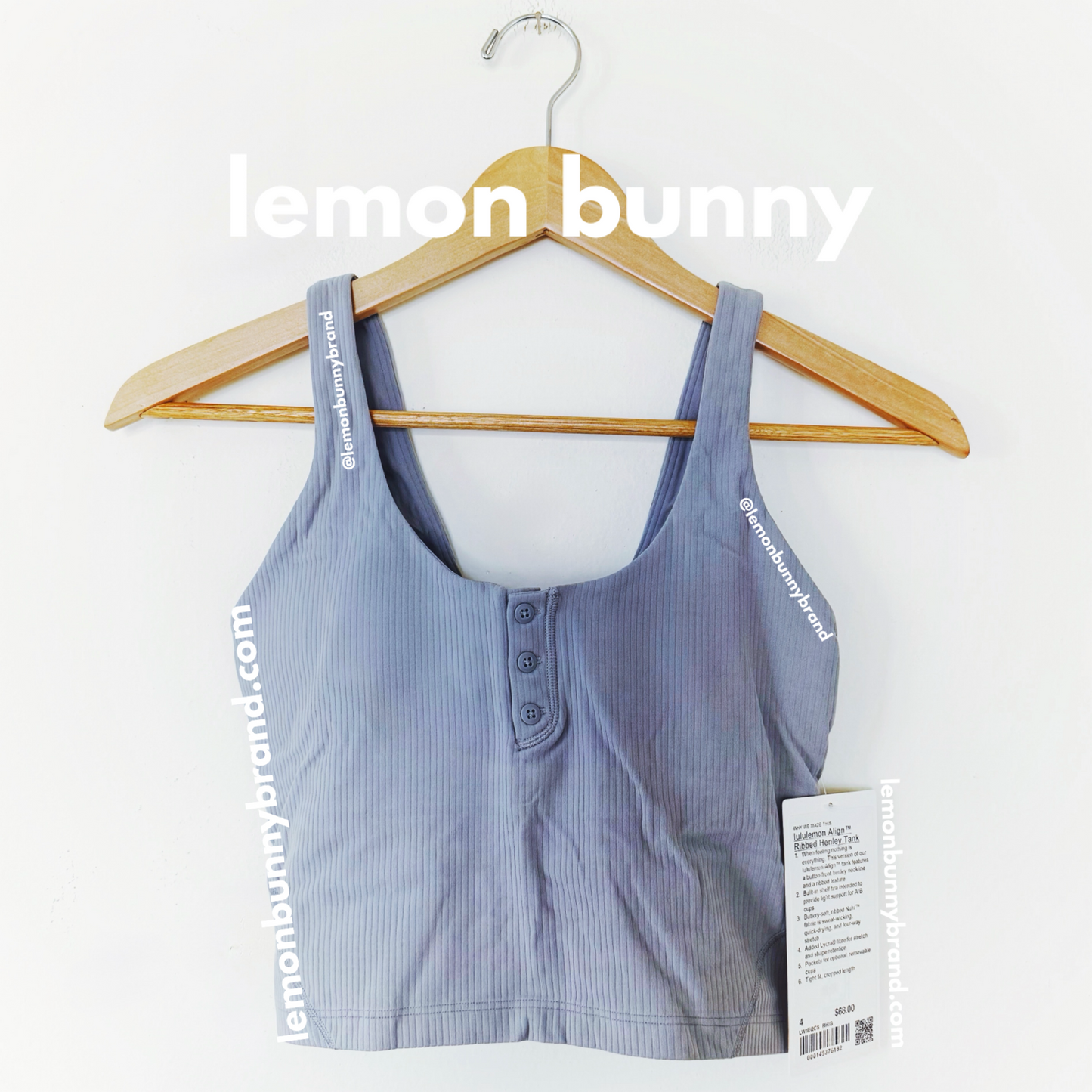 lululemon Align Ribbed Henley Tank Top in Rhino Grey, Size 4