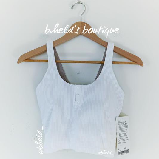 lululemon Align Ribbed Henley Tank Top in White, Size 4
