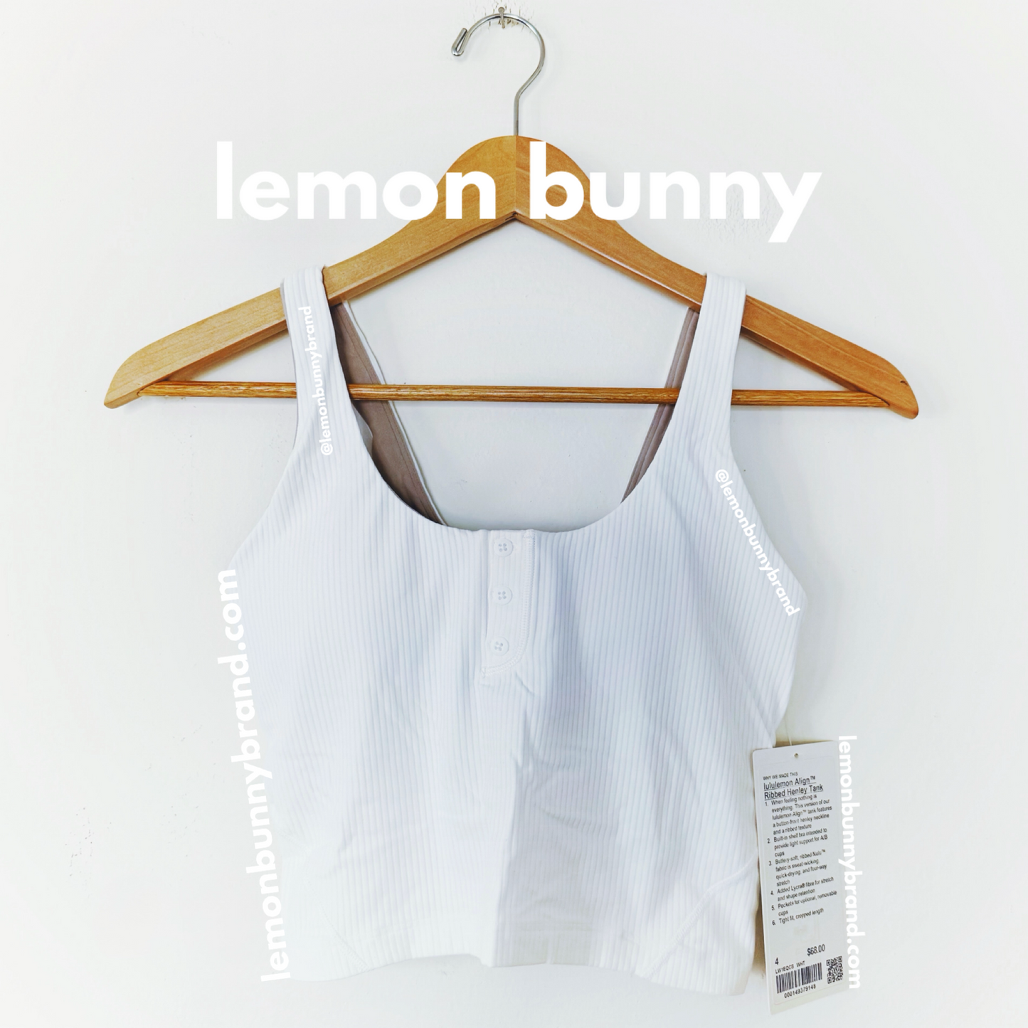 lululemon Align Ribbed Henley Tank Top in White, Size 4