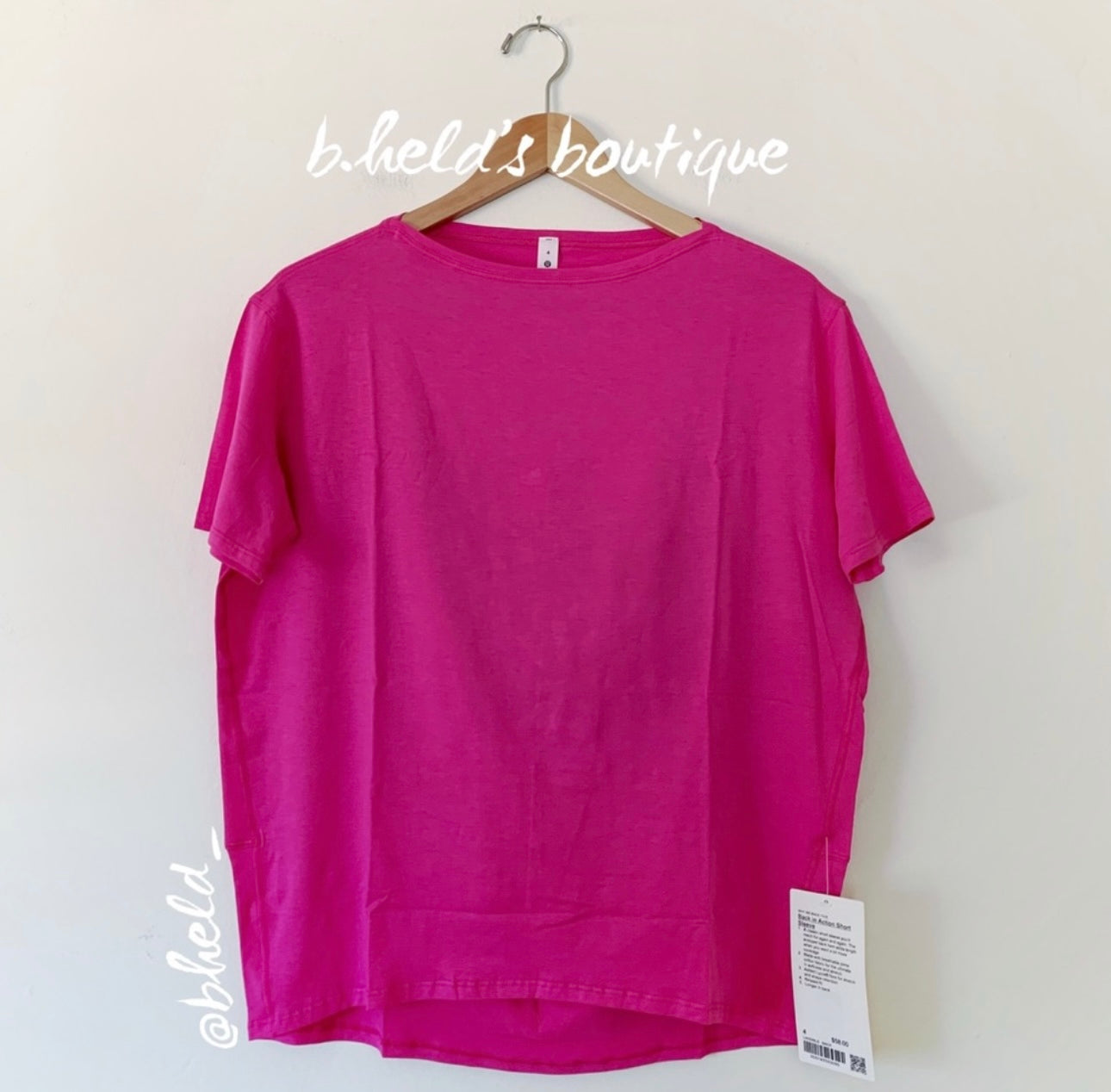 lululemon Back in Action Short Sleeve Shirt in Sonic Pink, Size 4