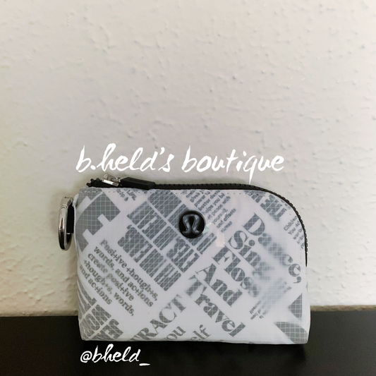 lululemon Clippable Card Pouch Wallet *Manifesto Print in White/Black, One Size