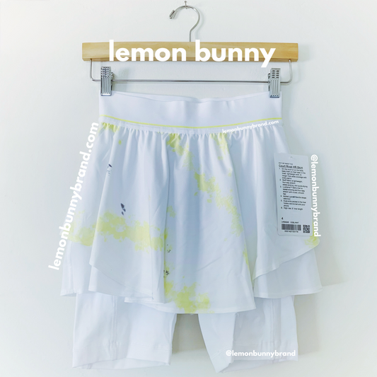 lululemon Court Rival High-Rise Skirt *Extended Liner in Cross Court Wash Electric Lemon Multi/White, Size 4