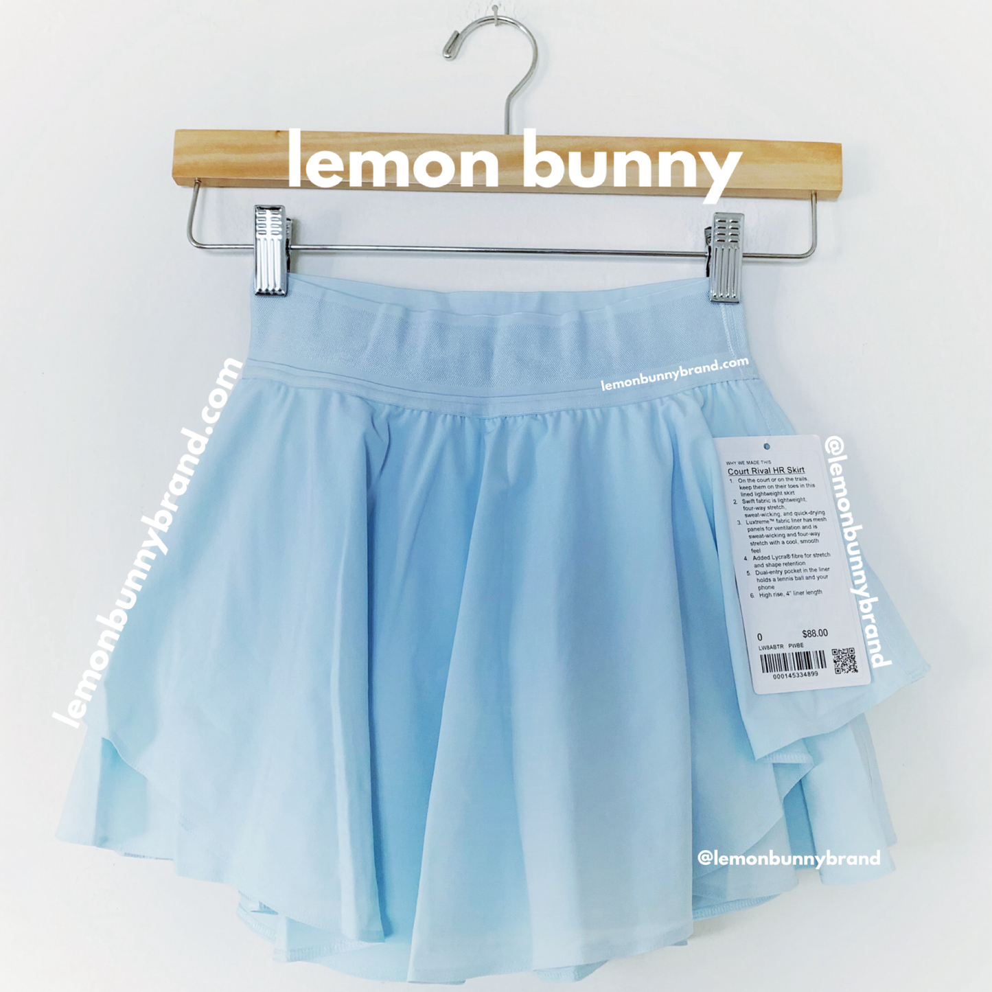 lululemon Court Rival High-Rise Skirt in Powder Blue, Size 0