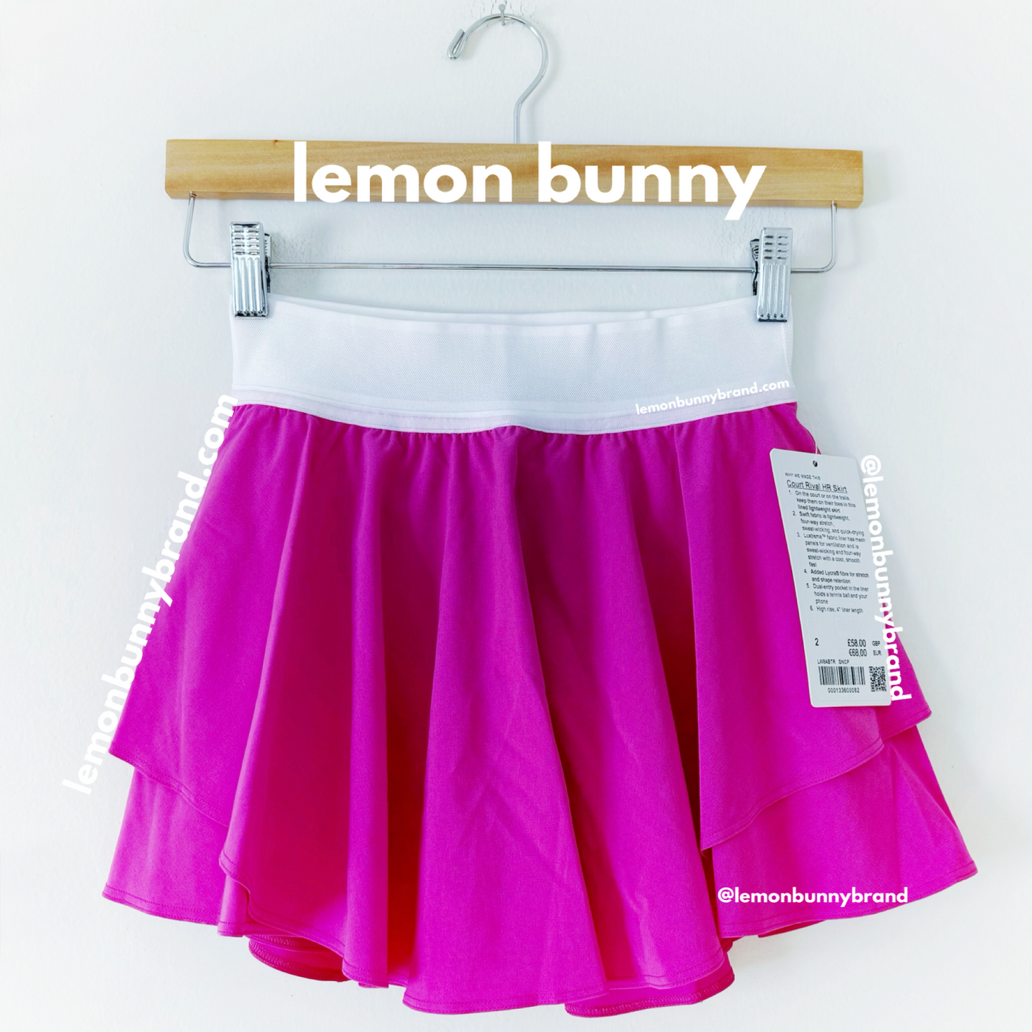lululemon Court Rival High-Rise Skirt in Sonic Pink, Size 2