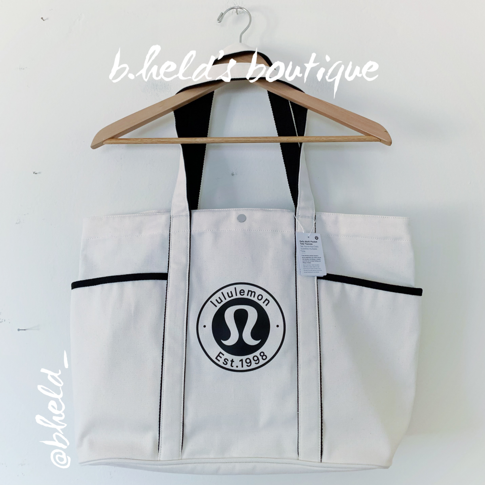 lululemon Daily Multi-Pocket Tote *Canvas Bag in Natural/Black, One Si lemon bunny lululemon Daily Multi-Pocket Tote *Canvas Bag in Natural/Black, One Si lemon bunny