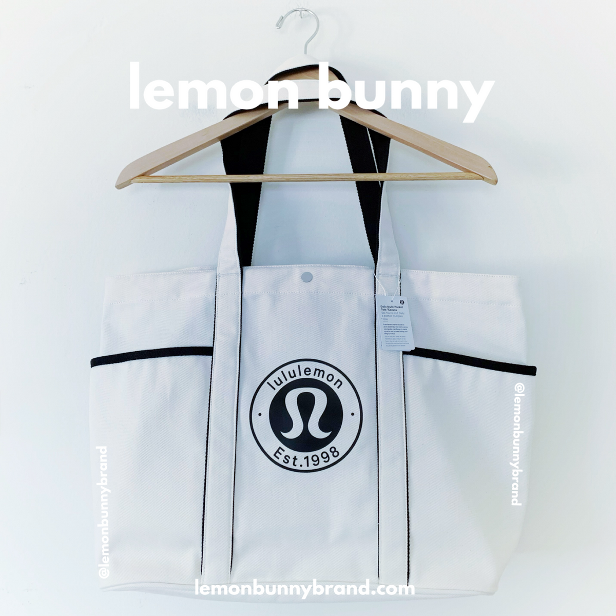 lululemon Daily Multi-Pocket Tote *Canvas Bag in Natural/Black, One Size