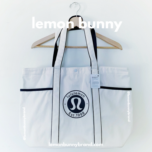 lululemon Daily Multi-Pocket Tote *Canvas Bag in Natural/True Navy, One Size
