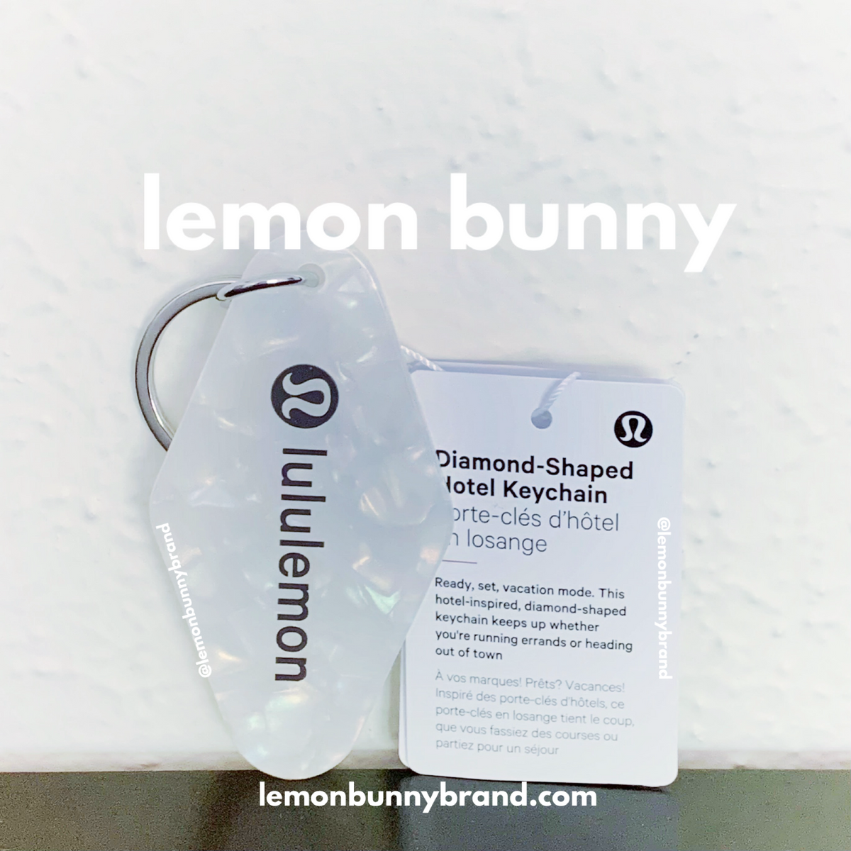 lululemon Diamond-Shaped Hotel Keychain in White Opal/Silverstone/Silver, One Size