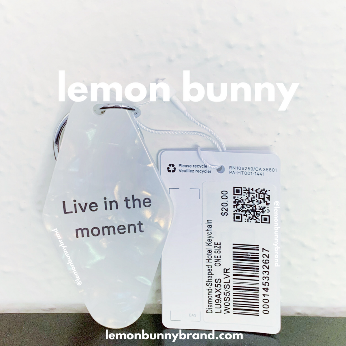 lululemon Diamond-Shaped Hotel Keychain in White Opal/Silverstone/Silver, One Size