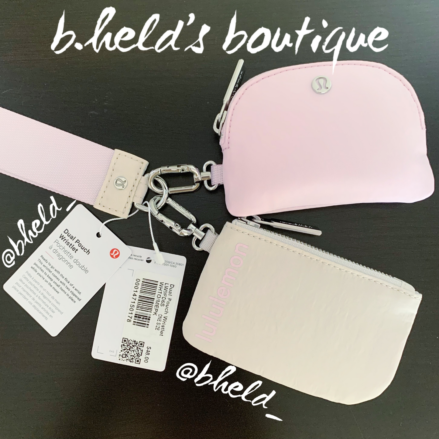 lululemon Dual Pouch Wristlet in White Opal/Meadowsweet Pink, One Size