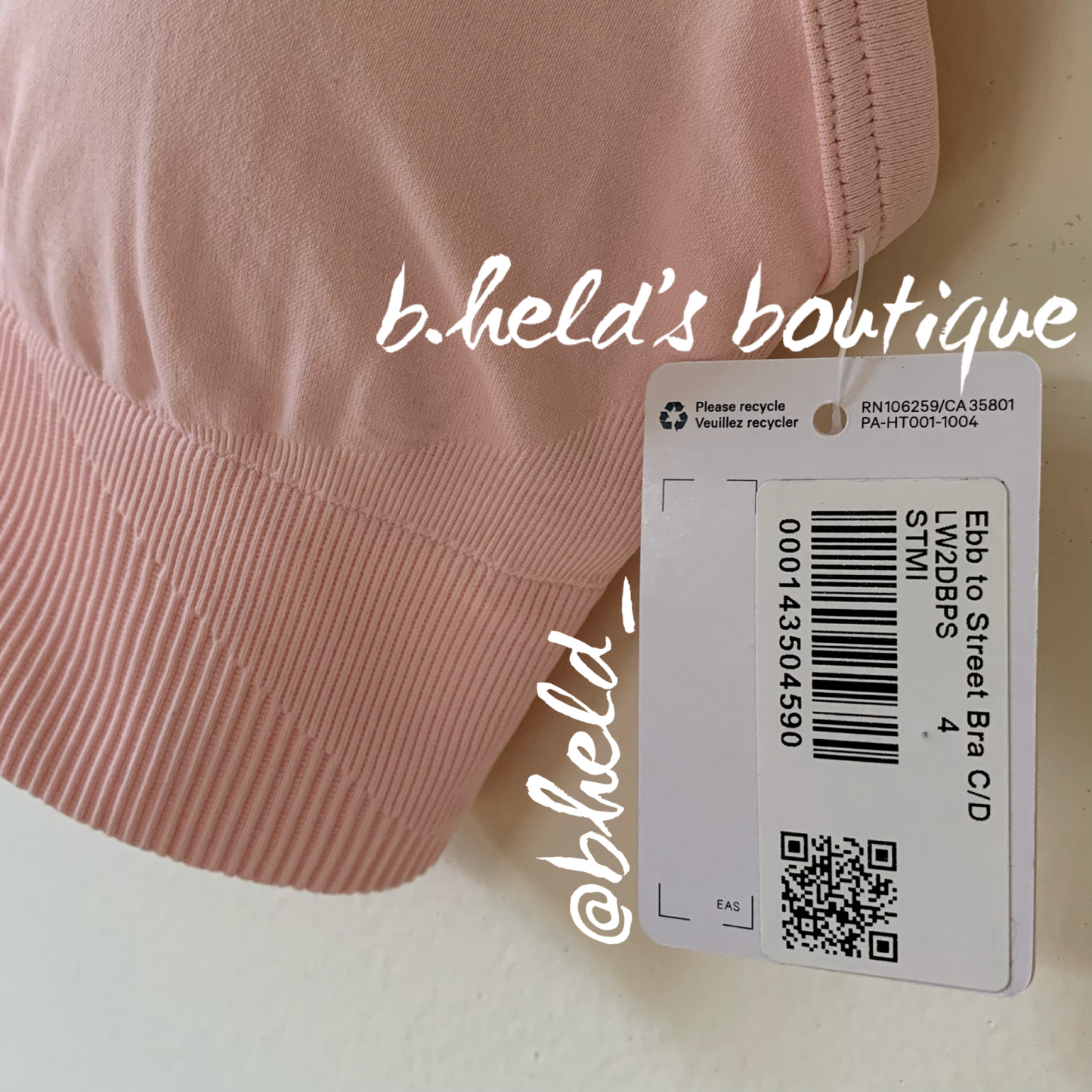 lululemon Ebb To Street Bra in Strawberry Milkshake, Size 4
