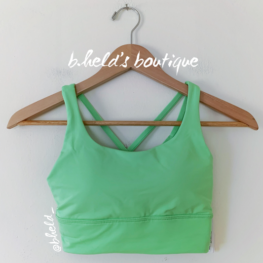 lululemon Energy Bra Long Line in Scream Green Light, Size 4