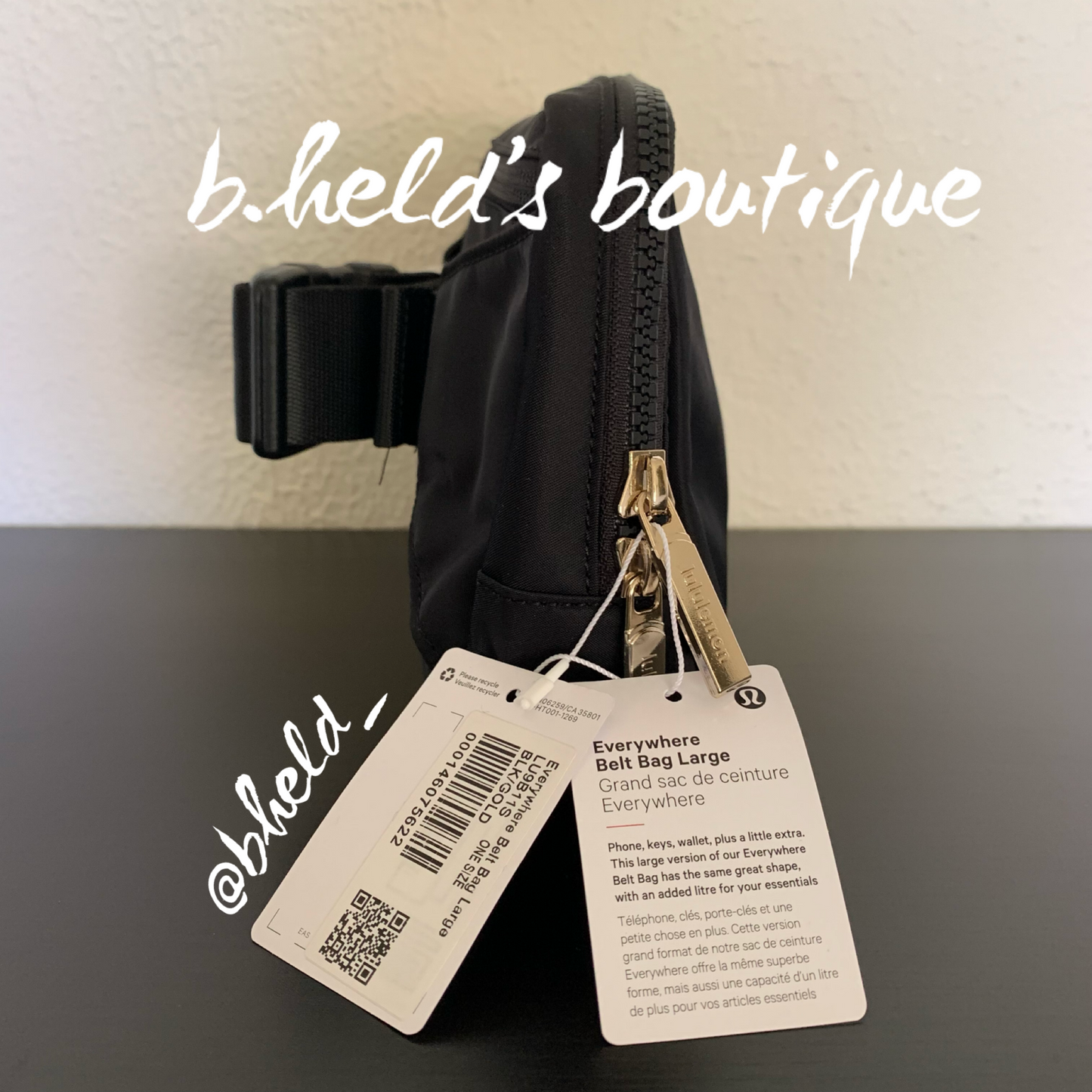 lululemon Everywhere Belt Bag *Large Version (2 L) in Black/Gold, One Size