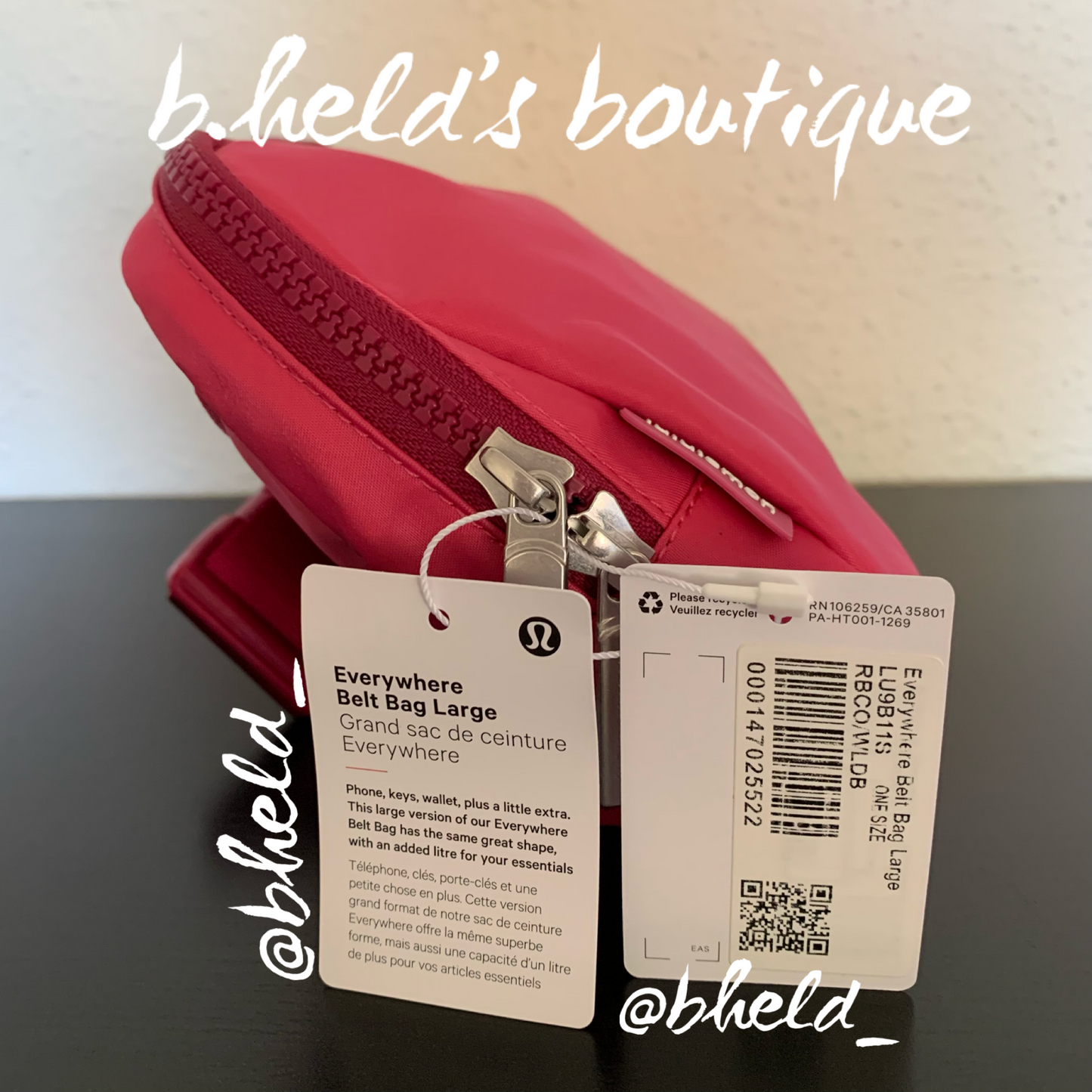 lululemon Everywhere Belt Bag *Large Version (2 L) in Raspberry Coulis/Wild Berry, One Size